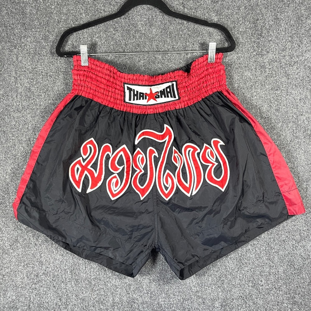 Muay Thai Boxing Shorts Satin Grappling Cage Fighting Short Black Mens 3L #3707